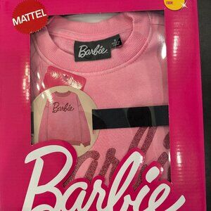 Barbie Mattel Pink Wash ORIGINAL Sweatshirt Glitter Pullover Girls SIZE 8 NIB